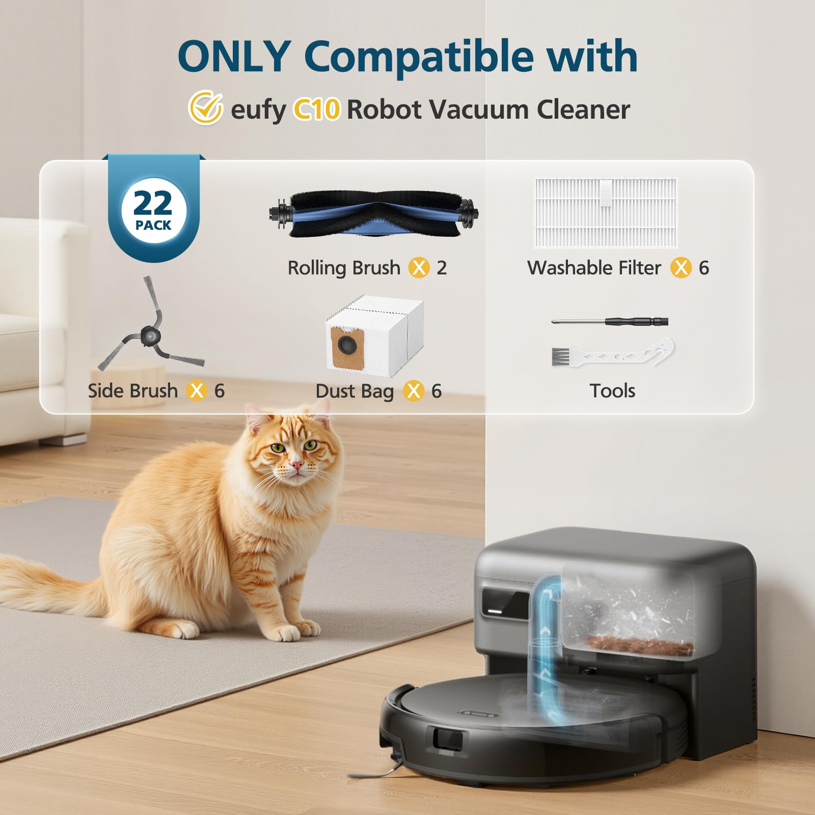 Amazon.co.jp: eufy C10ロボット掃除機用C10アクセサリー、22個パック